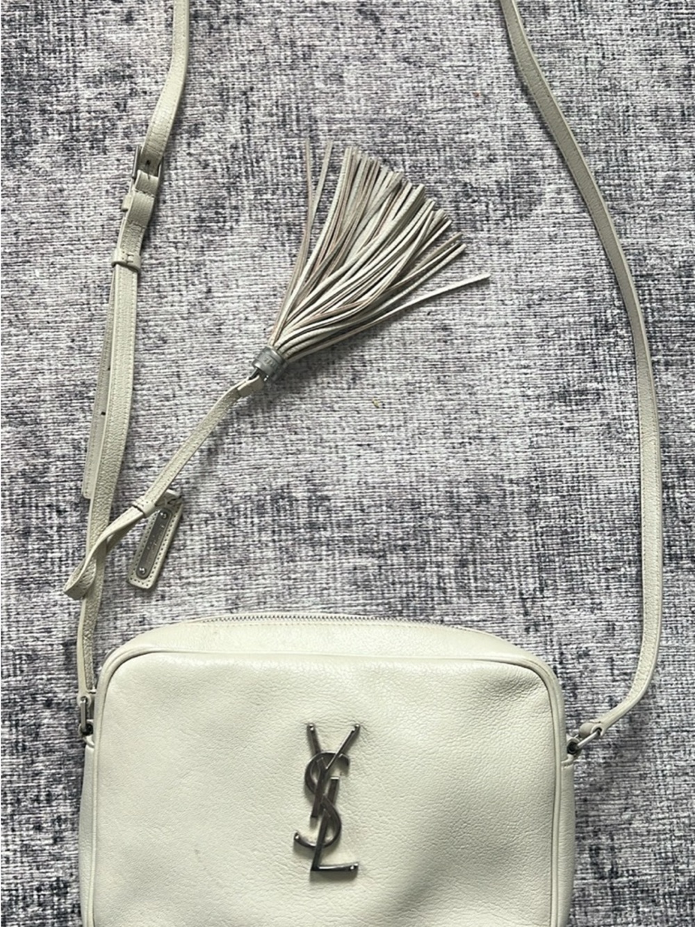 Saint Laurent Cream Leather Crossbody with Signature YSL Tassel